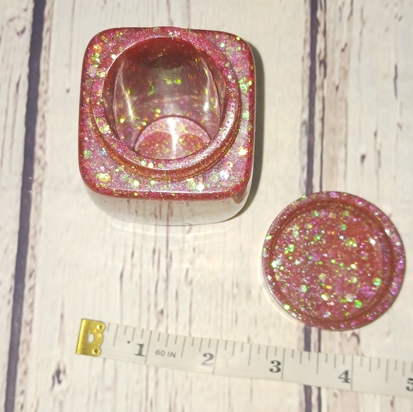 Acrylic handmade Jar! Burnt Autumn Orange &Sprkly Glitter Color! - Picture 3 of 4